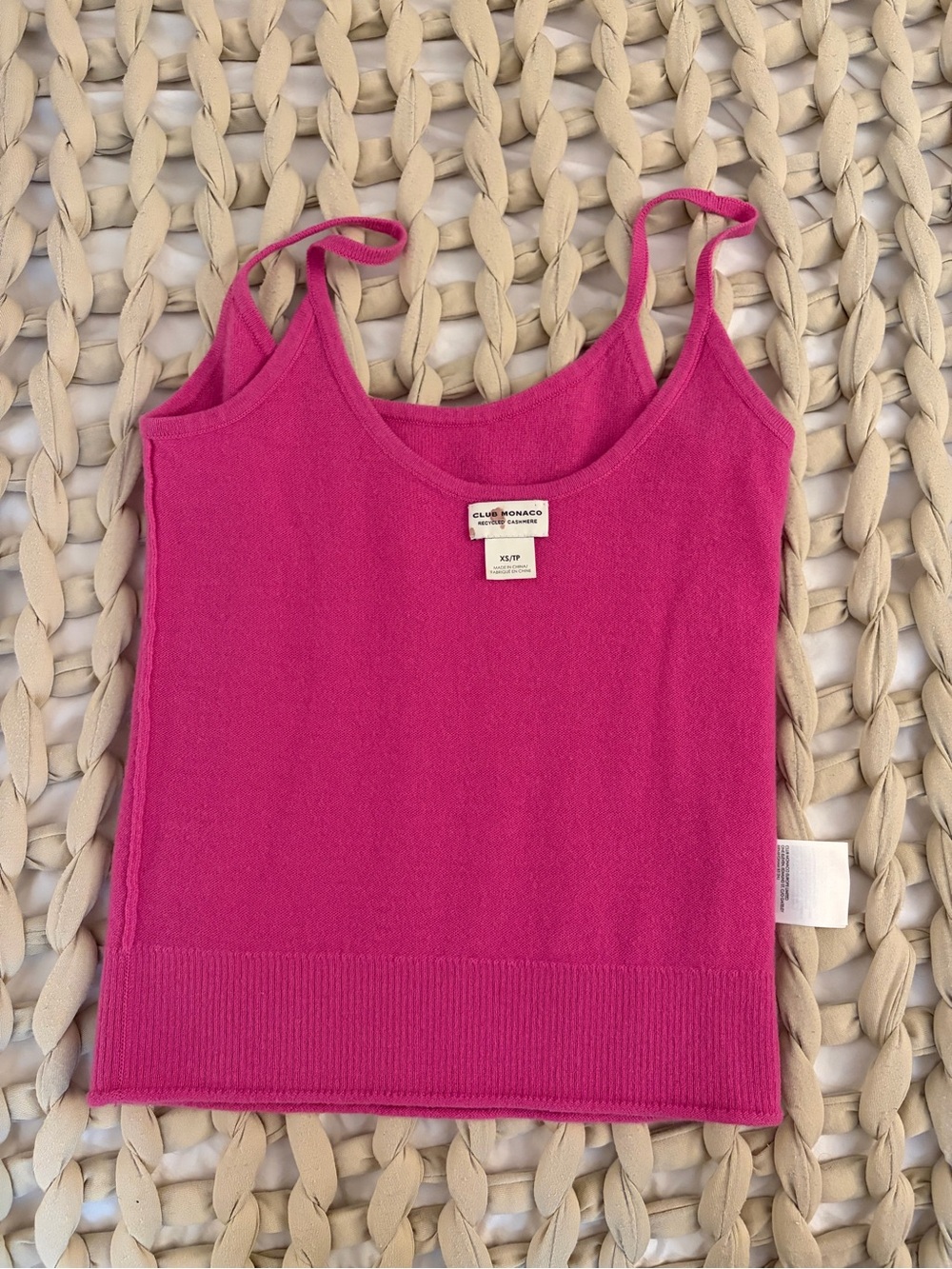 Club Monaco Cashmere Vibrant Pink Knit Cami Tank - Picture 2 of 4